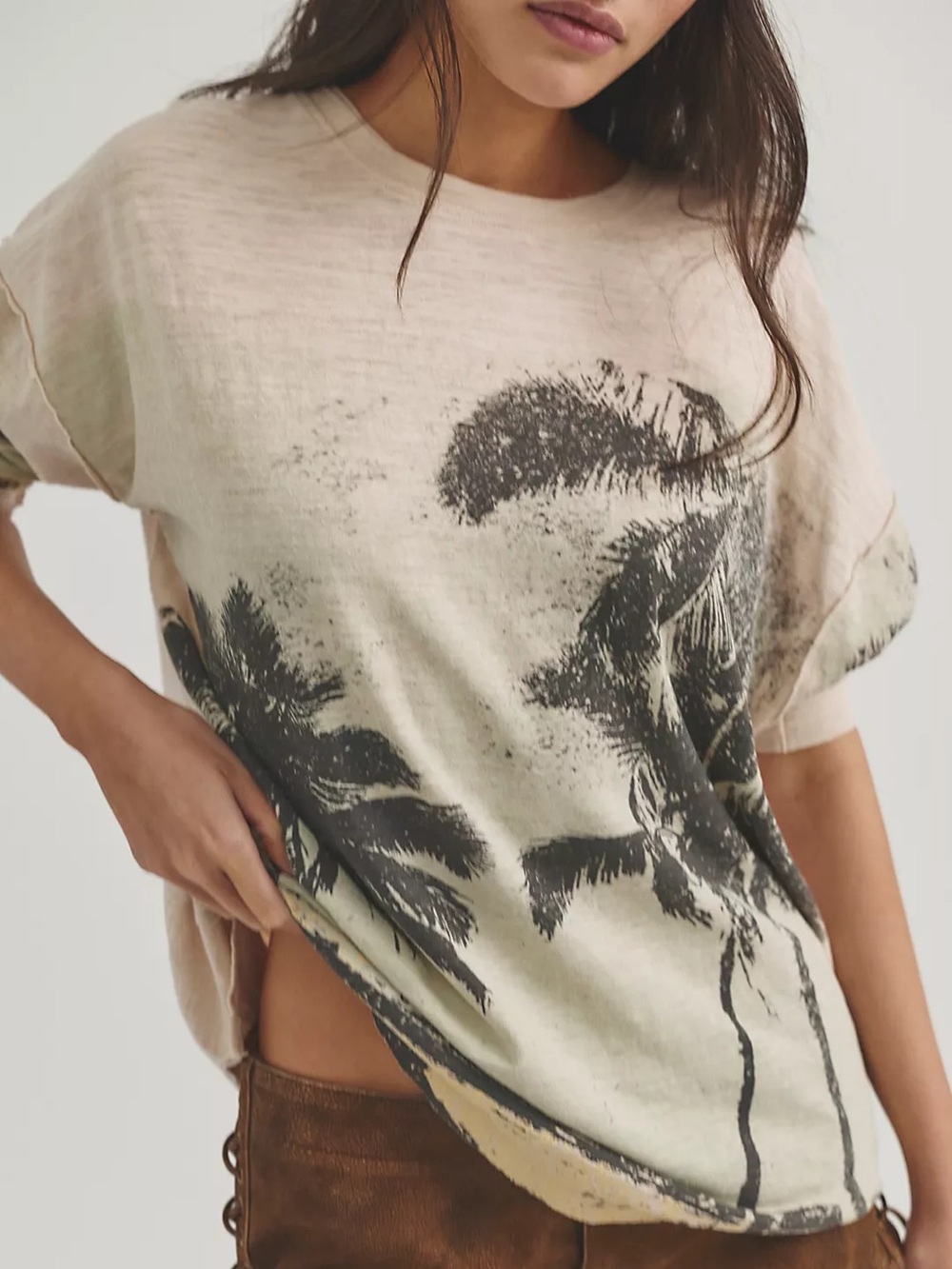 NWT FREE PEOPLE WE THE FREE Kai Long-Sleeve Top | Palm Combo MSRP $98 Size S - Picture 4 of 6